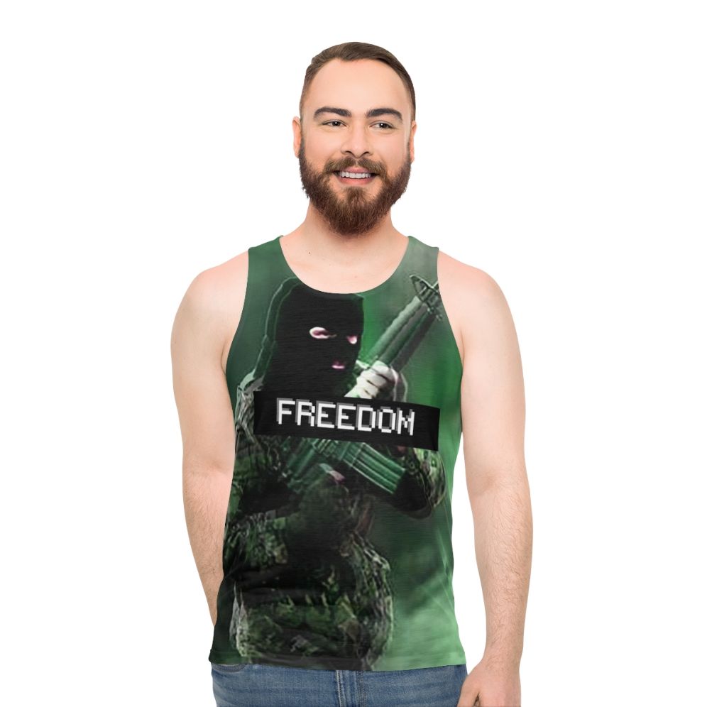 Unisex tank top with Irish heritage and revolution resistance design