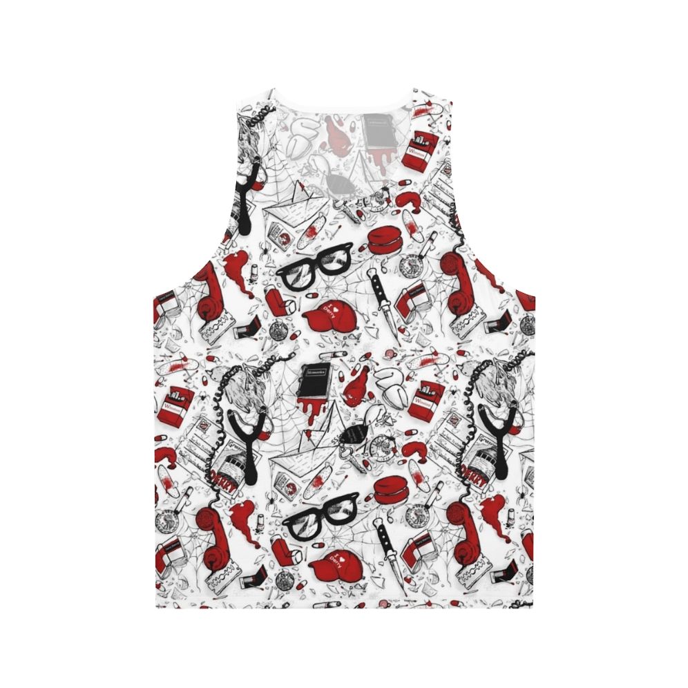 Unisex horror movie "It" themed tank top with repeating pattern design