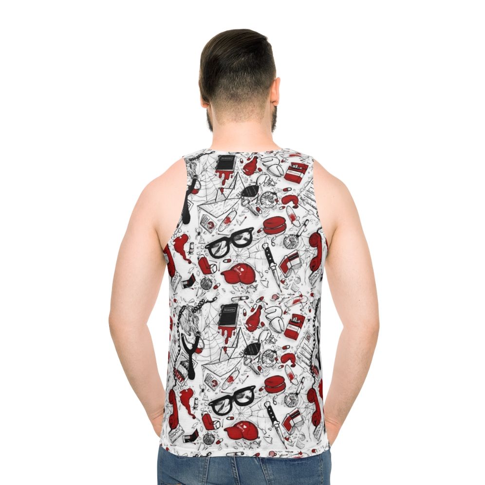 Unisex horror movie "It" themed tank top with repeating pattern design