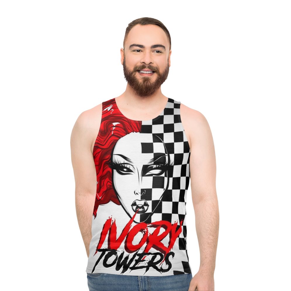 Unisex Ivory Towers Checkerboard Drag Queen Tank Top