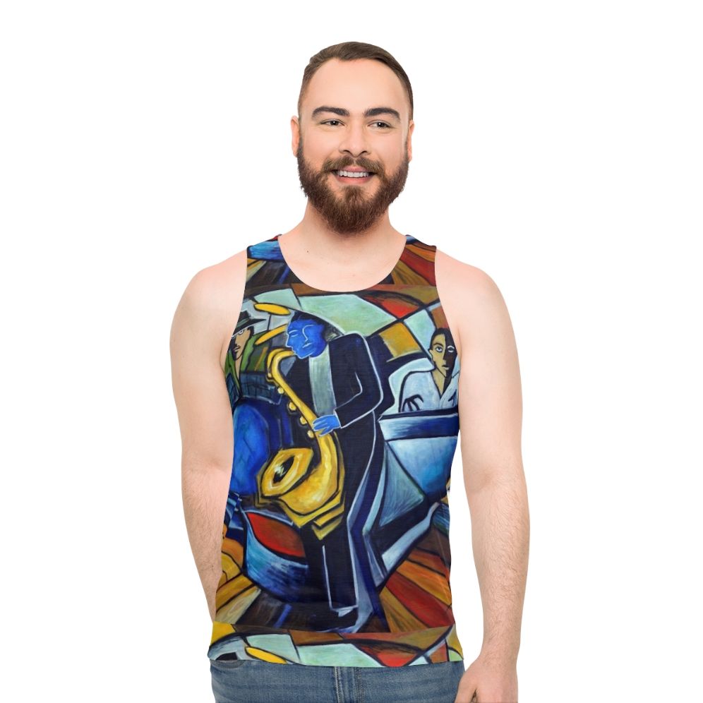 Unisex jazz and blues jam session tank top for musicians