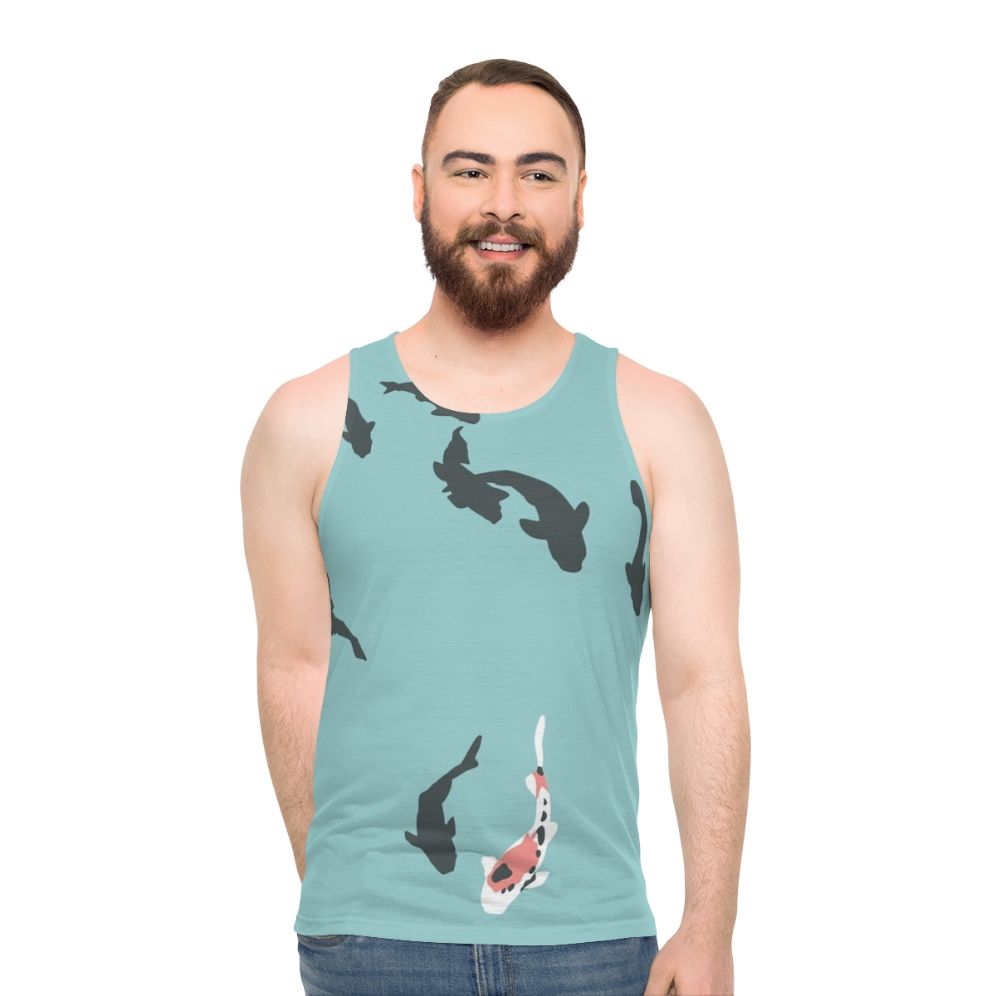 Unisex koi fish tank top featuring a minimalist design inspired by the anime "A Silent Voice"