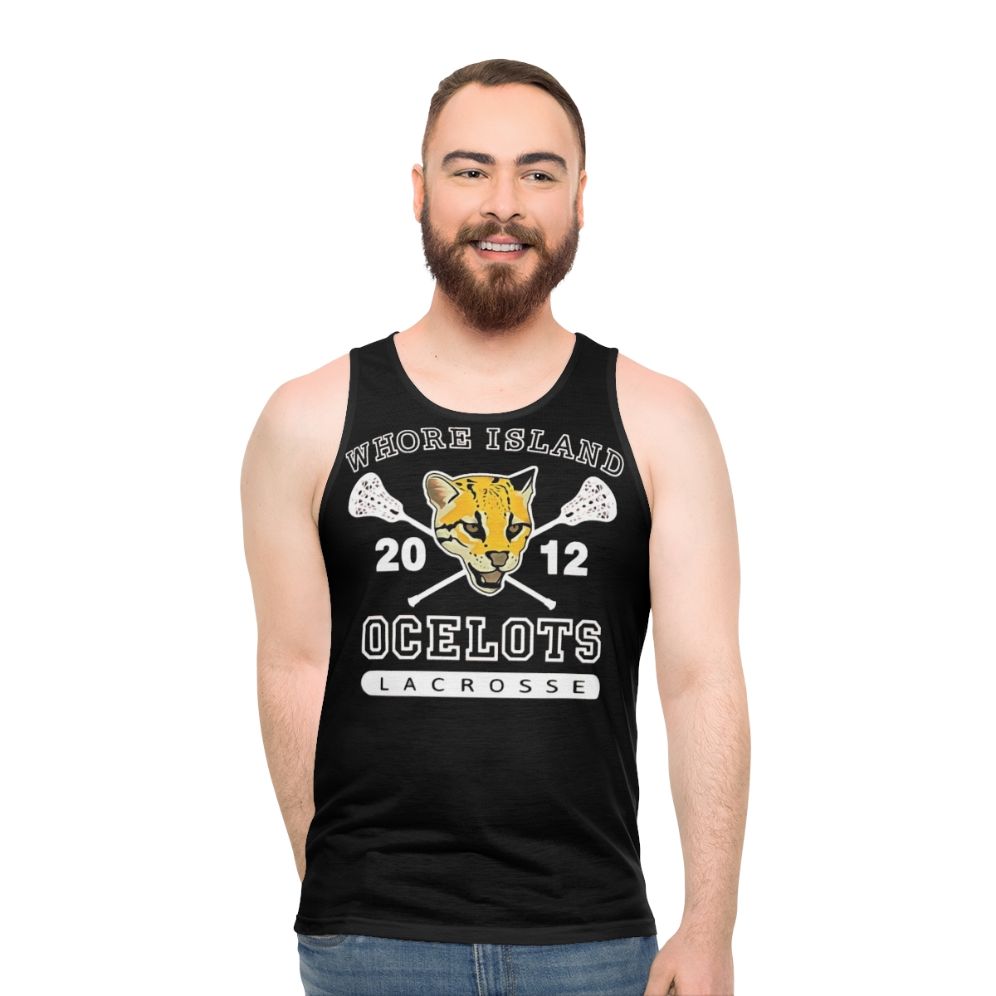 Unisex lacrosse tank top with ocelots design