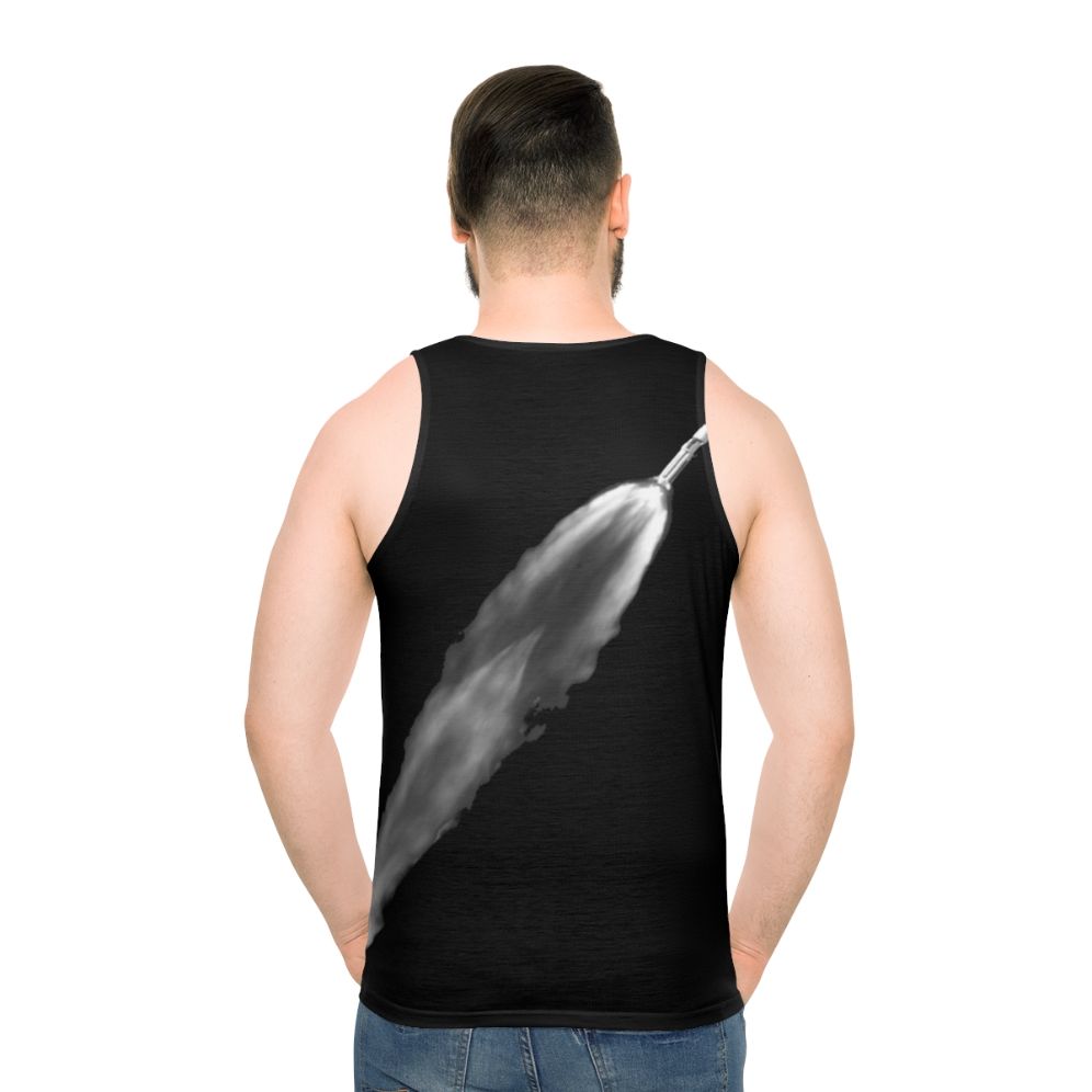 Unisex tank top with rocket, saturn v, and space design