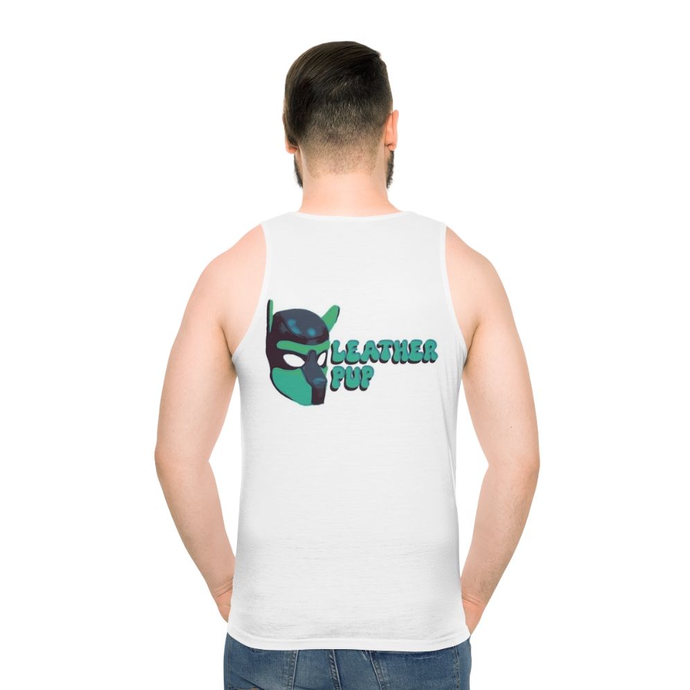 Unisex leather dog mask tank top for puppy play and BDSM