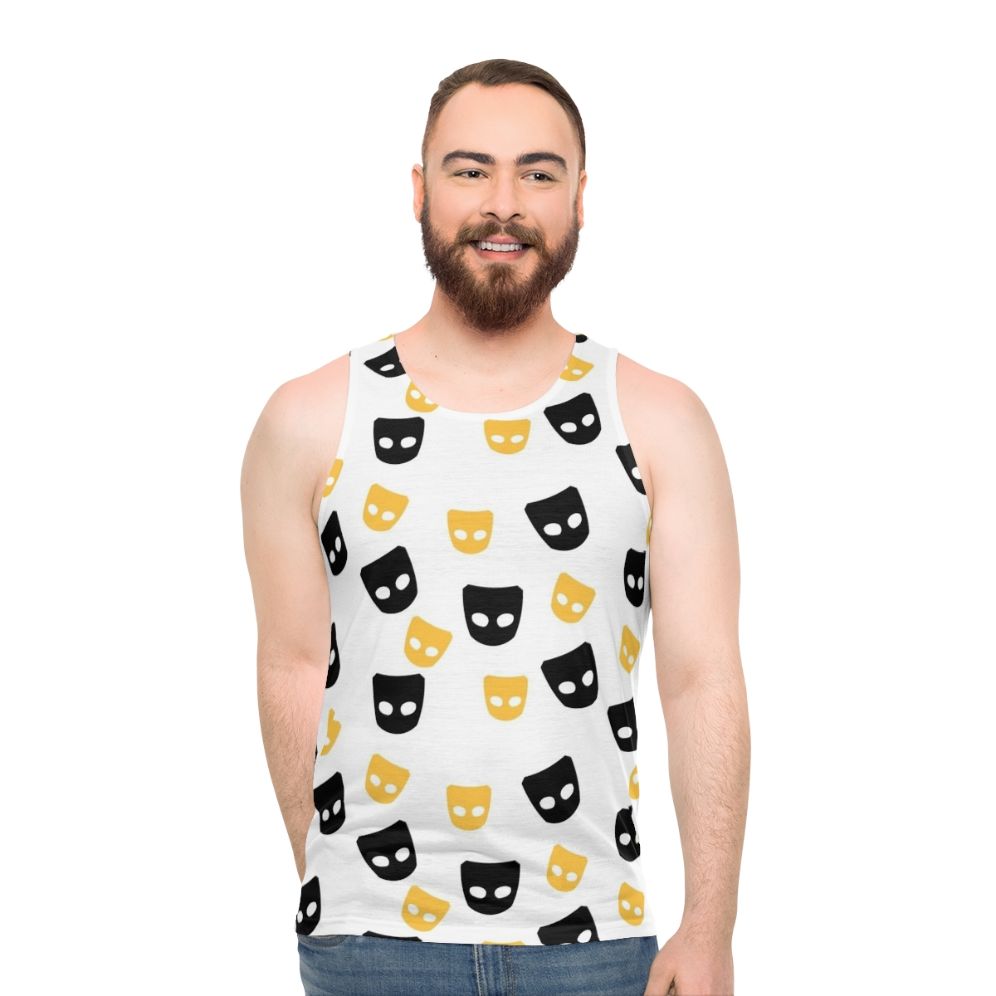 Unisex LGBTQ+ pride tank top with rainbow pattern design