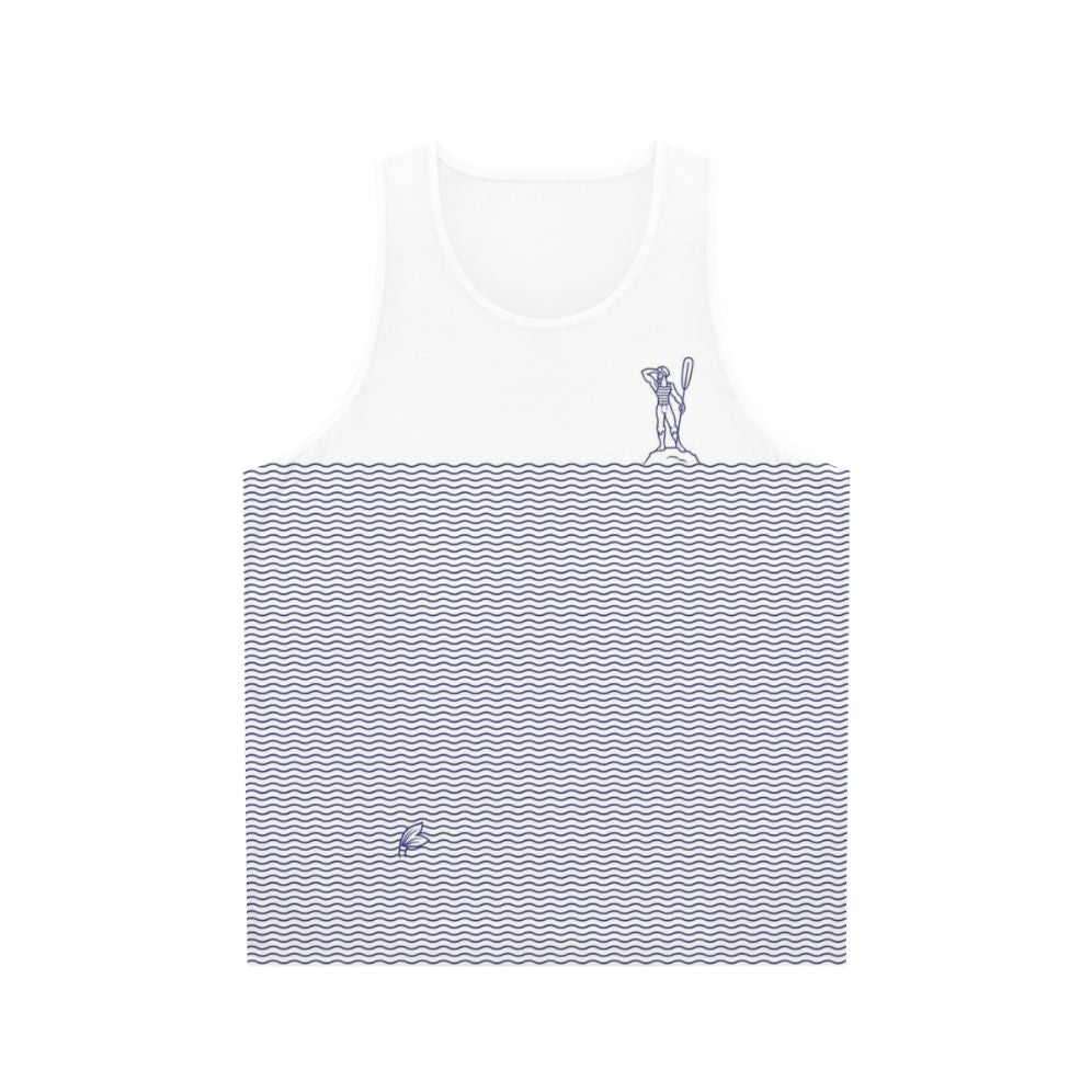 Unisex LGBTQ+ tank top with romantic sailor and merman design
