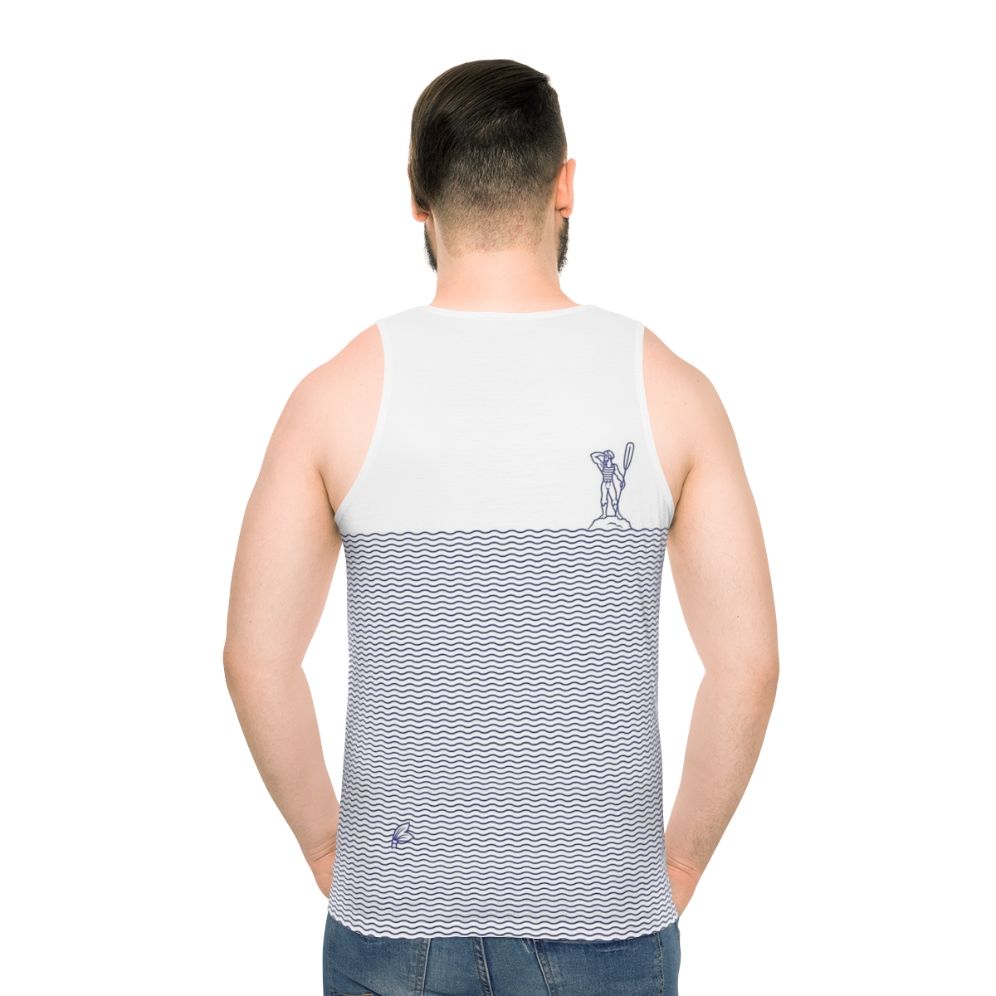Unisex LGBTQ+ tank top with romantic sailor and merman design