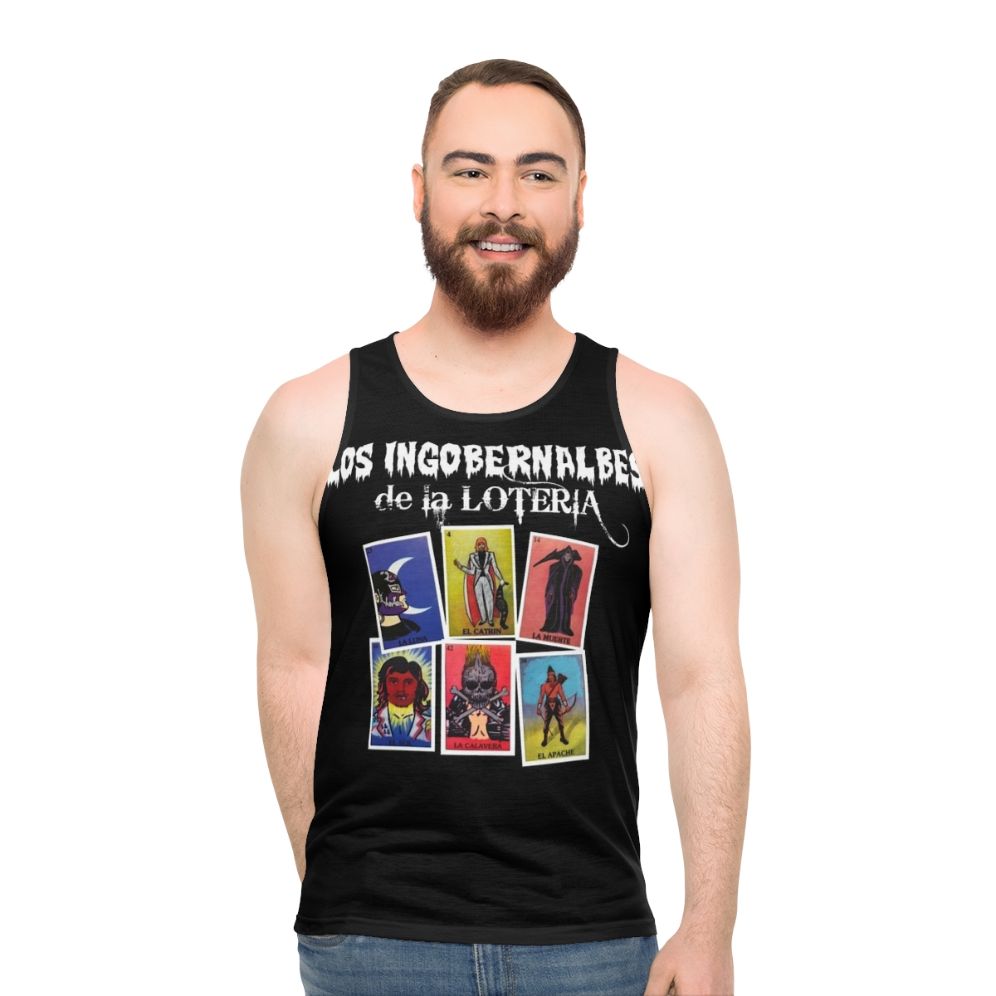 Unisex tank top featuring the Los Ingobernables de Japon logo
