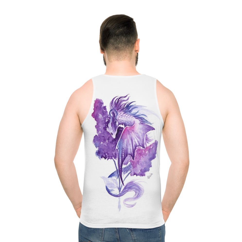 Unisex lilac dragon watercolor art tank top