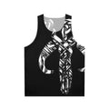 Unisex tank top with Mandalorian and Scandinavian design featuring mythosaur skull