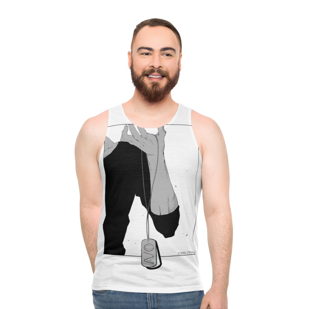 Unisex tank top with manga art featuring Nicolas Brown