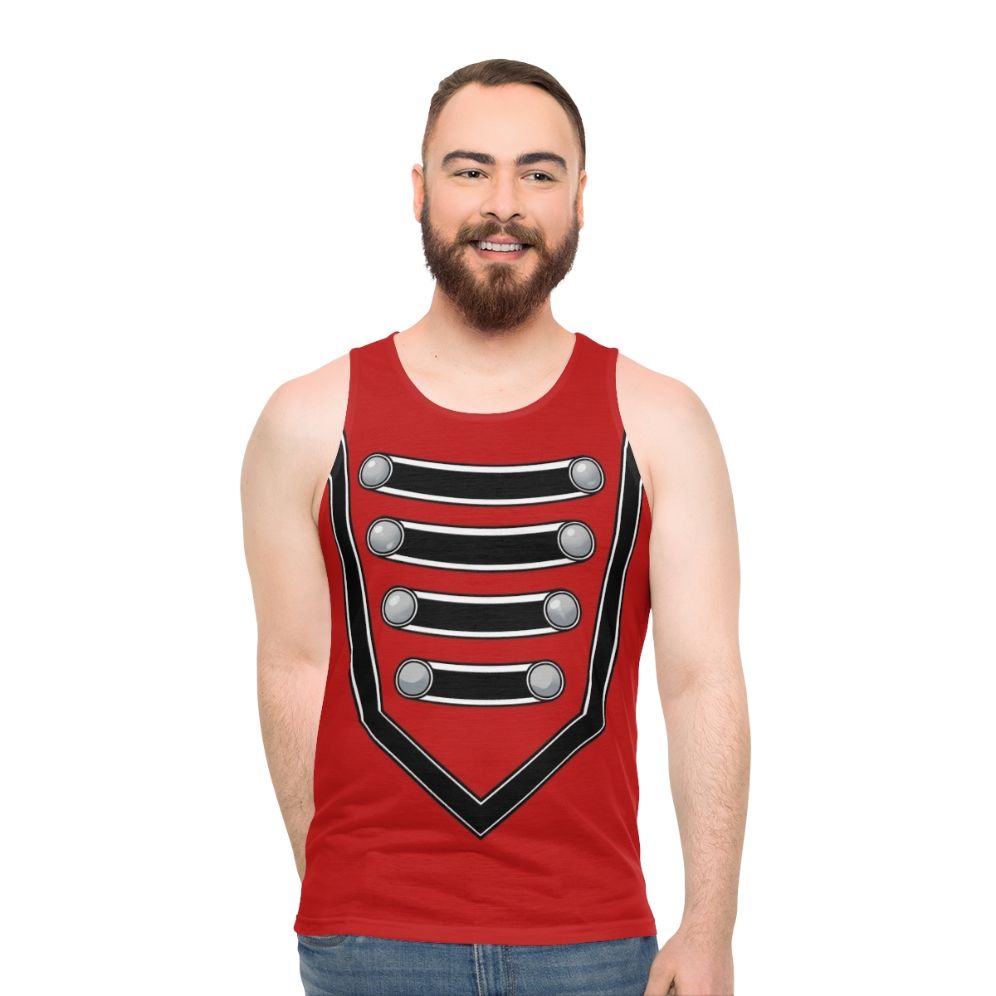 Unisex tank top with a simple marching band pattern design