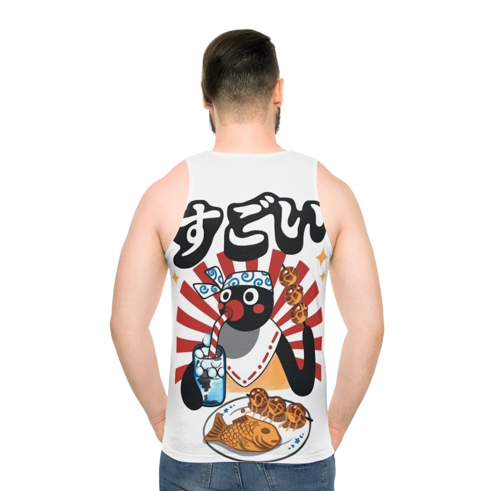 Unisex tank top with retro cartoon penguin design