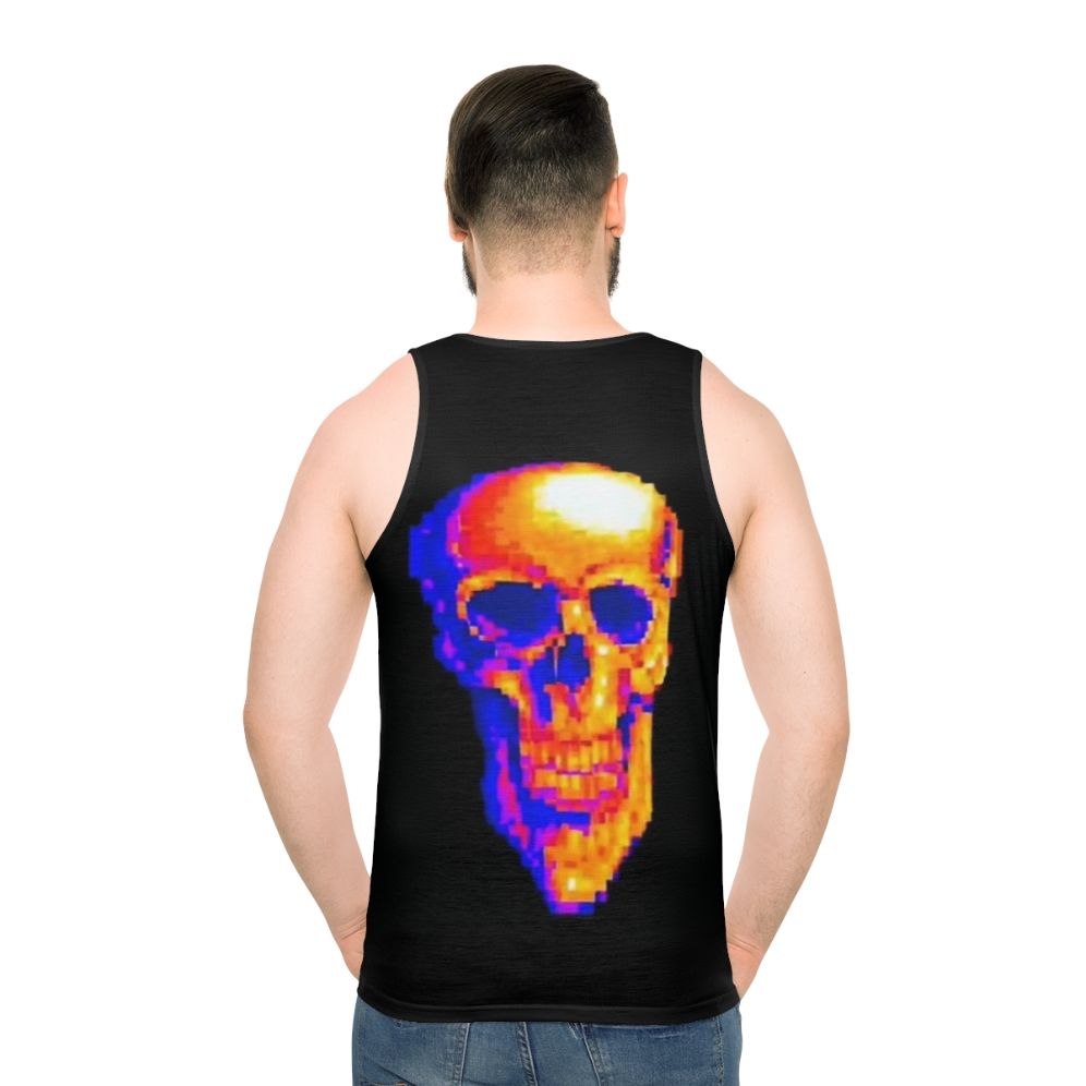 Unisex MDE tank top with skull and pixel art design