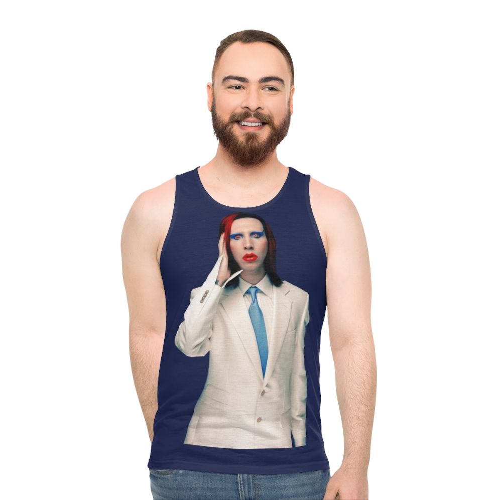 Unisex tank top with 'Mechanical Animals' design inspired by Marilyn Manson
