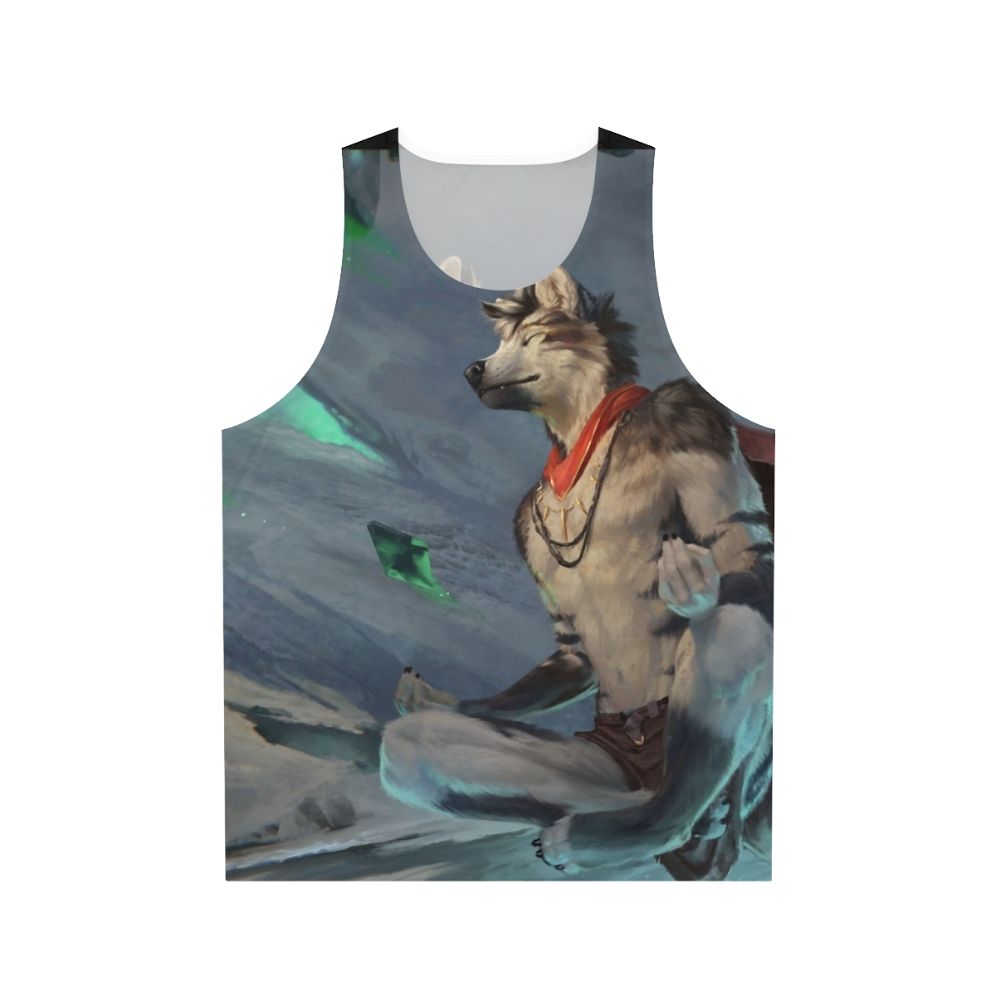 Unisex meditation tank top with fantasy animal design