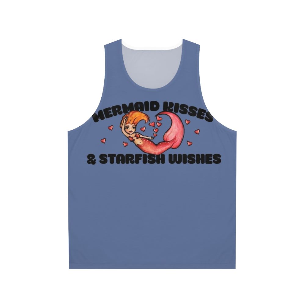 Unisex mermaid and starfish kisses tank top