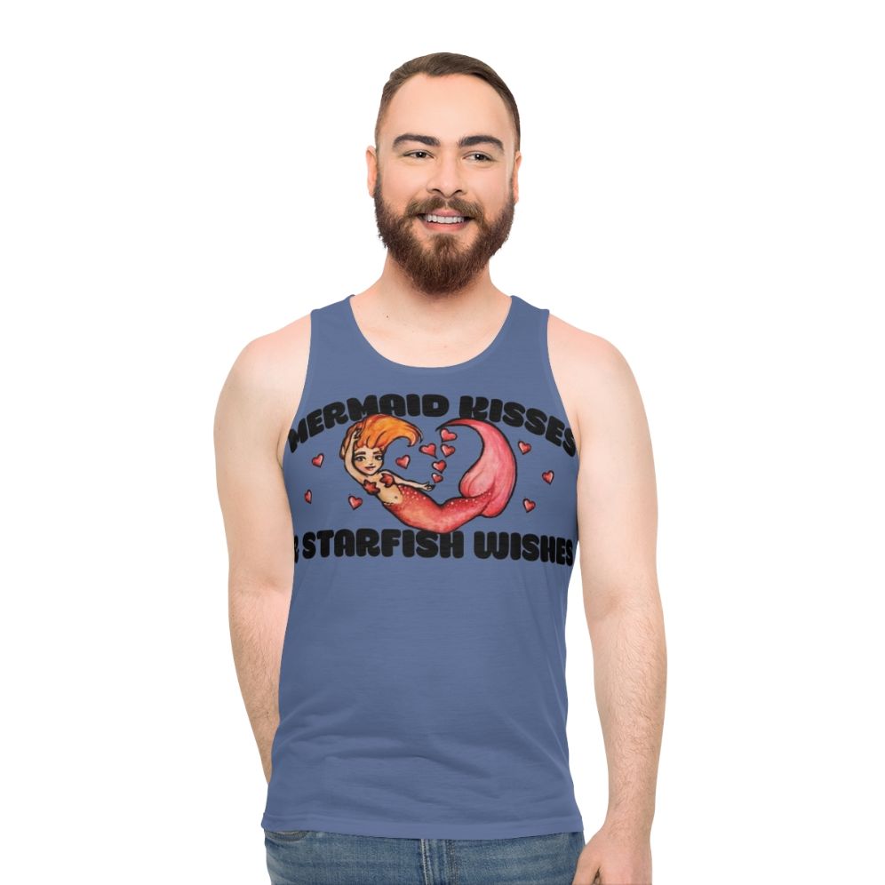 Unisex mermaid and starfish kisses tank top