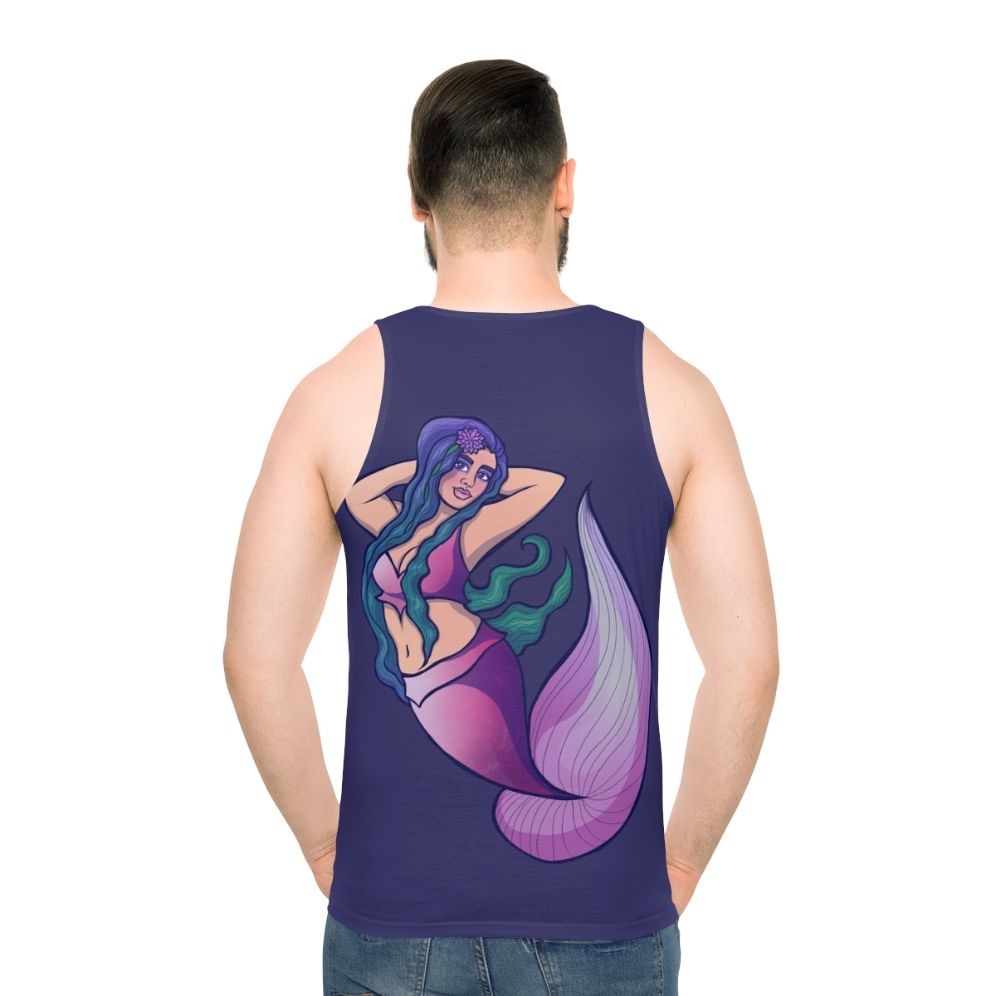 Unisex mermaid tank top with ocean and mythical creature design