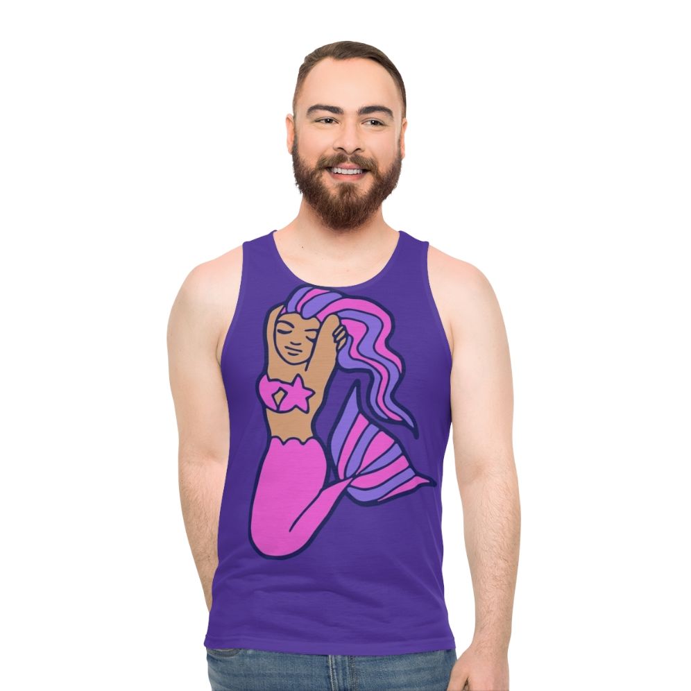 Unisex mermaid tank top with graphic design