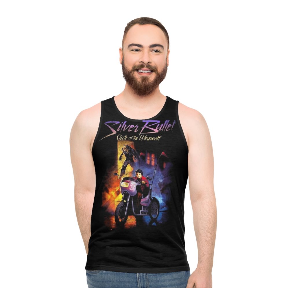 Unisex metallic graphic tank top