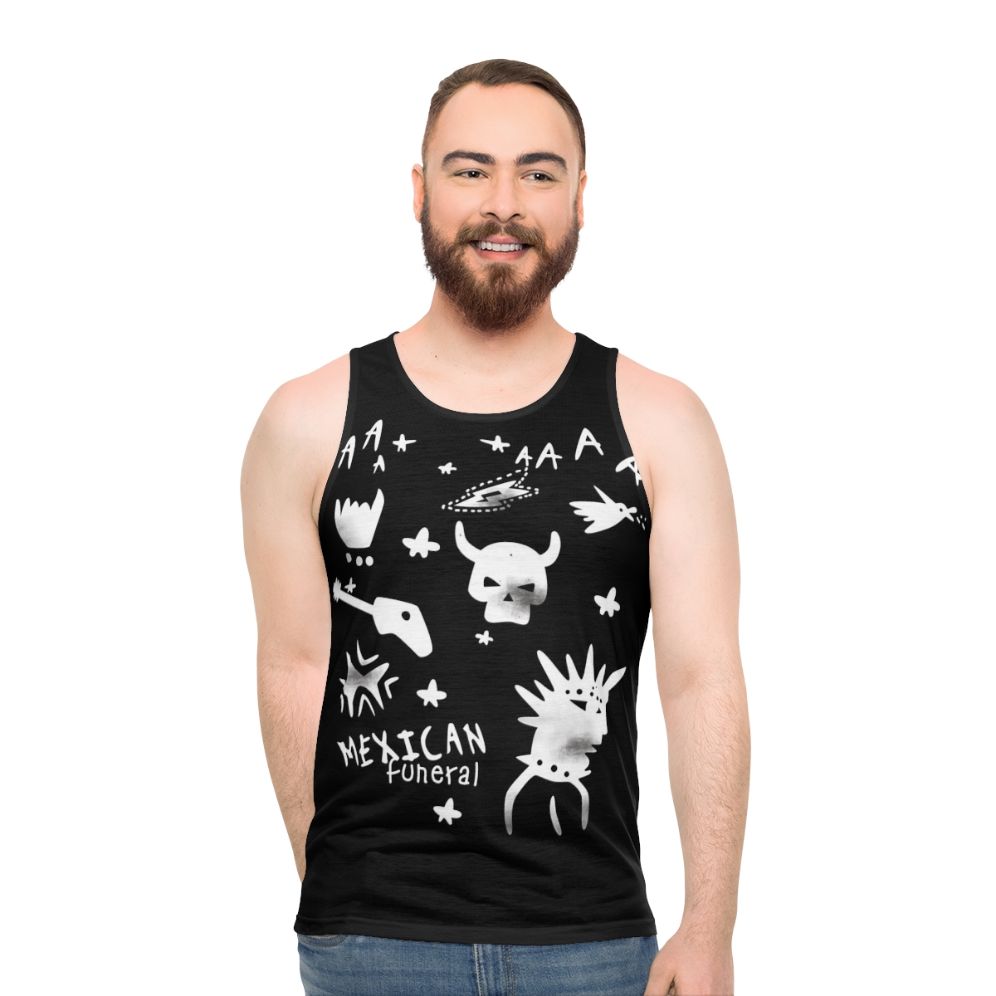 Unisex tank top featuring the fictional band "Mexican Funeral" from the TV show Dirk Gently's Holistic Detective Agency