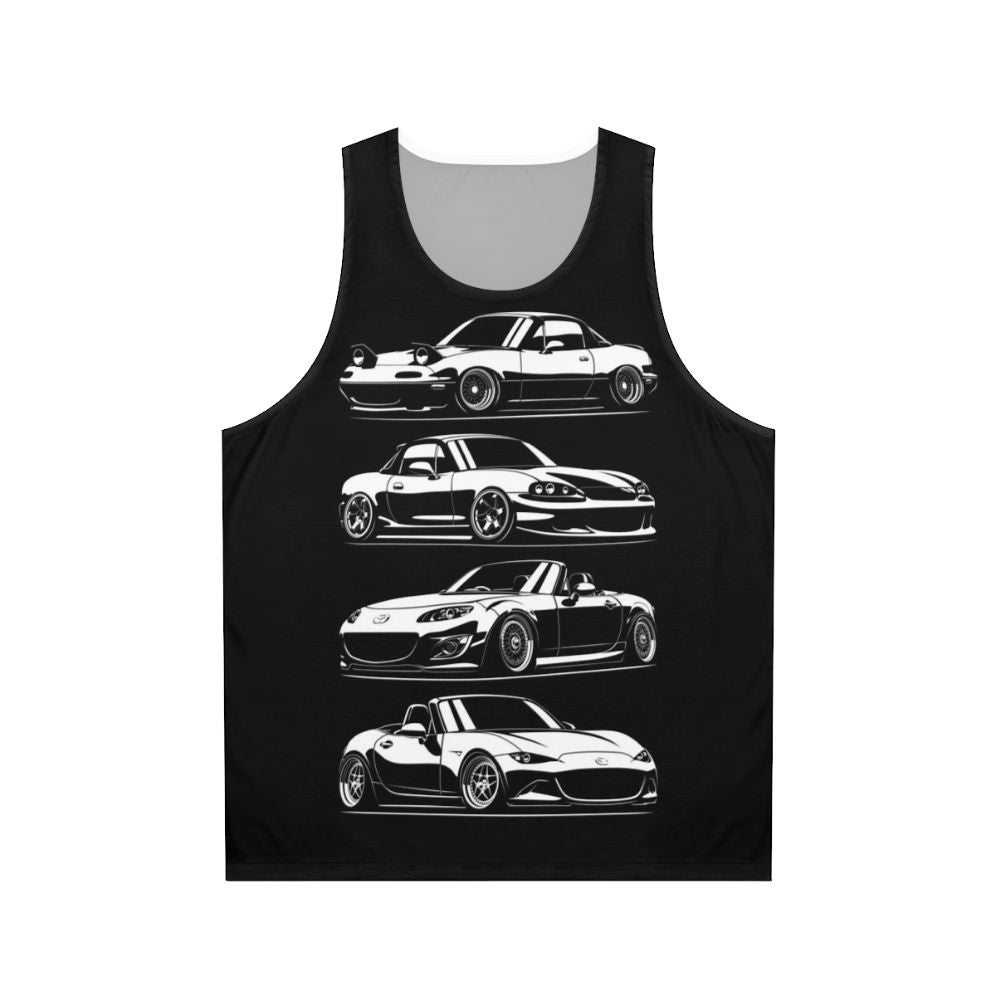 Unisex Miata lover automotive apparel tank top