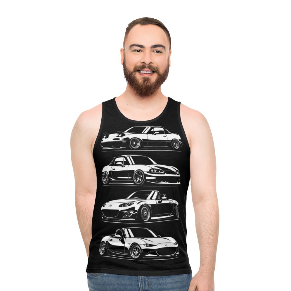 Unisex Miata lover automotive apparel tank top