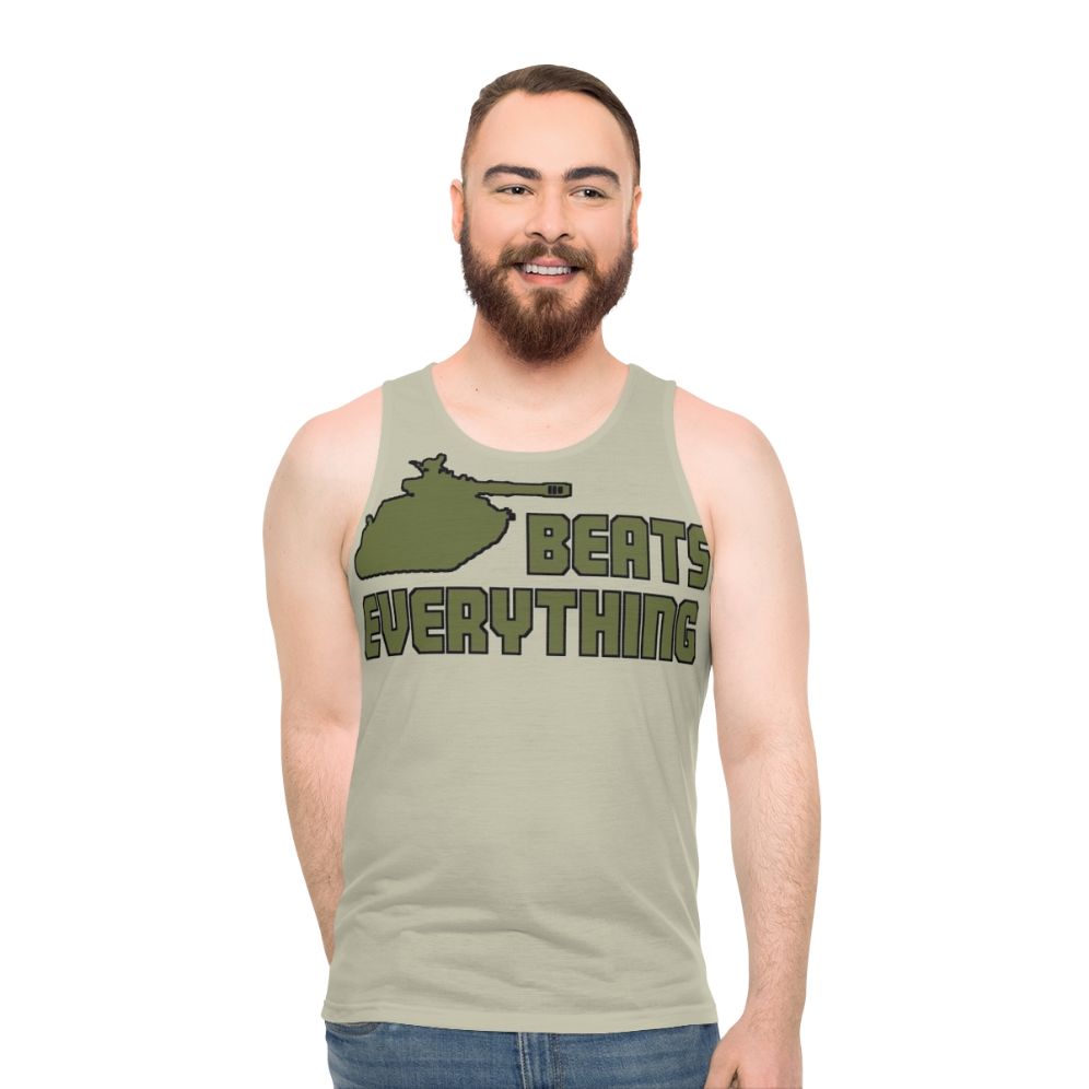 Unisex military sci-fi gaming graphic tank top