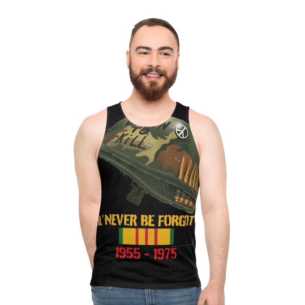 Unisex military veteran Vietnam war memorial tank top