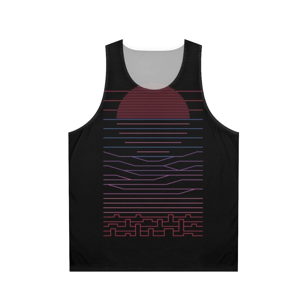 Unisex minimalist art tank top with landscape design
