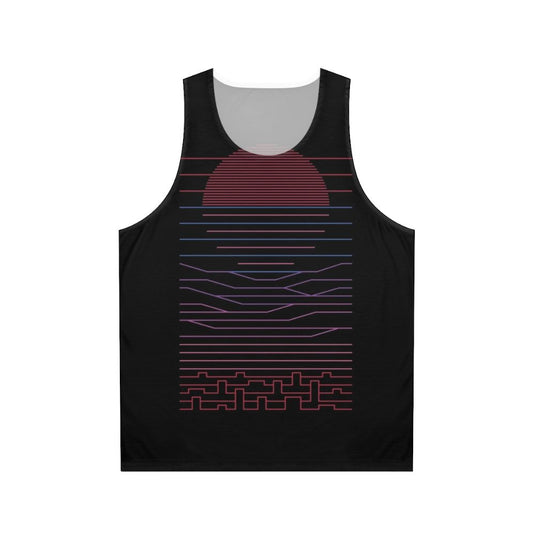 Unisex minimalist art tank top with landscape design