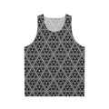 Unisex tank top with a repeating triangle pattern design