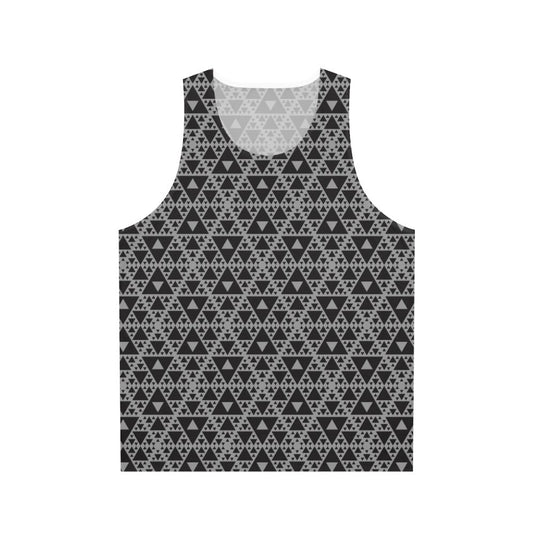 Unisex tank top with a repeating triangle pattern design