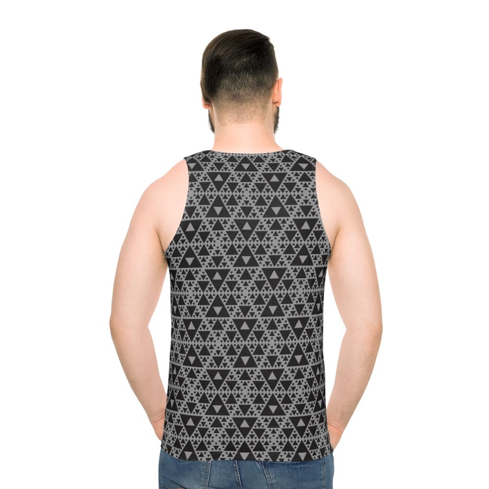 Unisex tank top with a repeating triangle pattern design