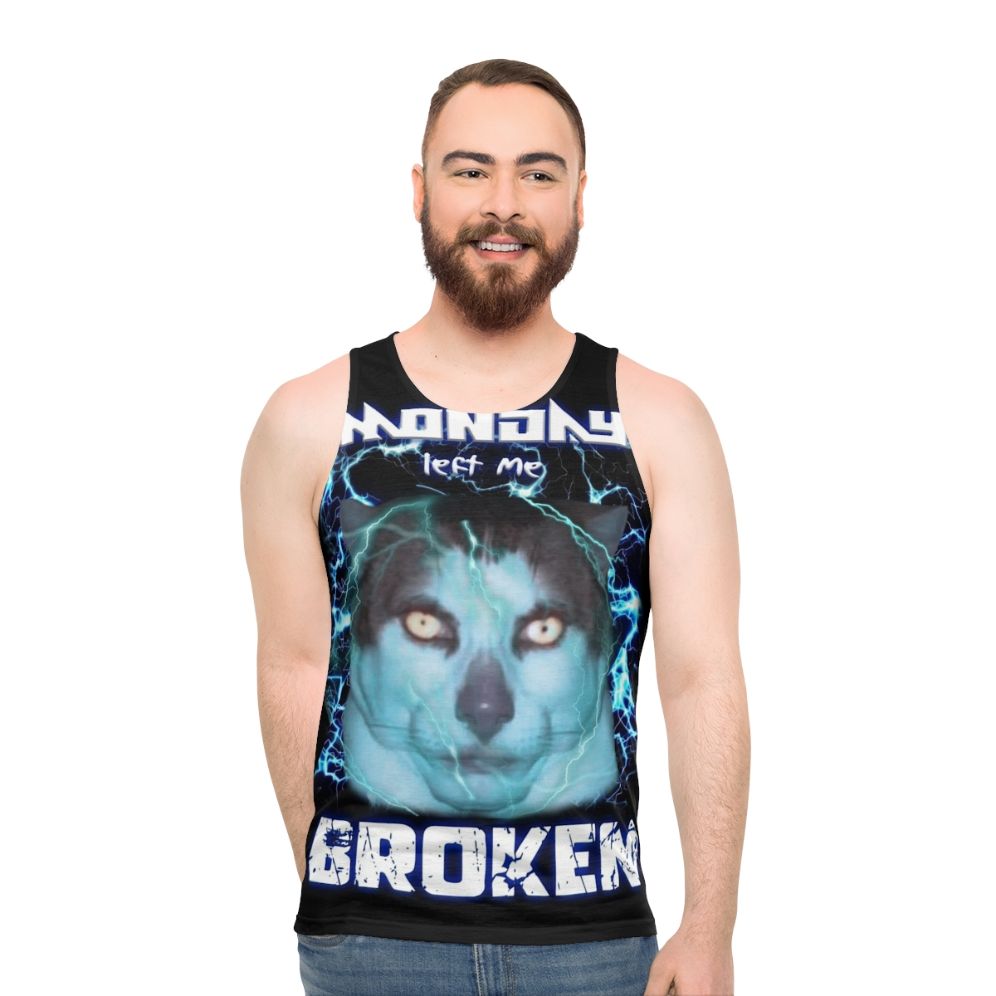 Unisex "Monday Left Me Broken" Cat Tank Top
