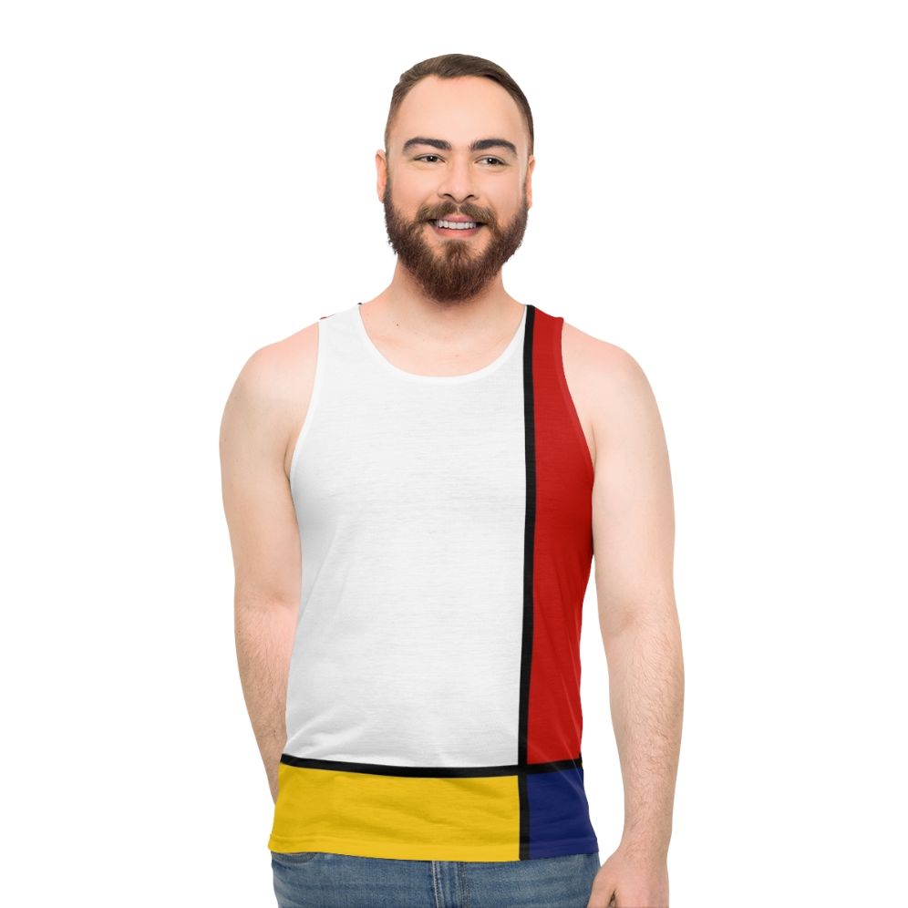Unisex Mondrian style abstract art tank top