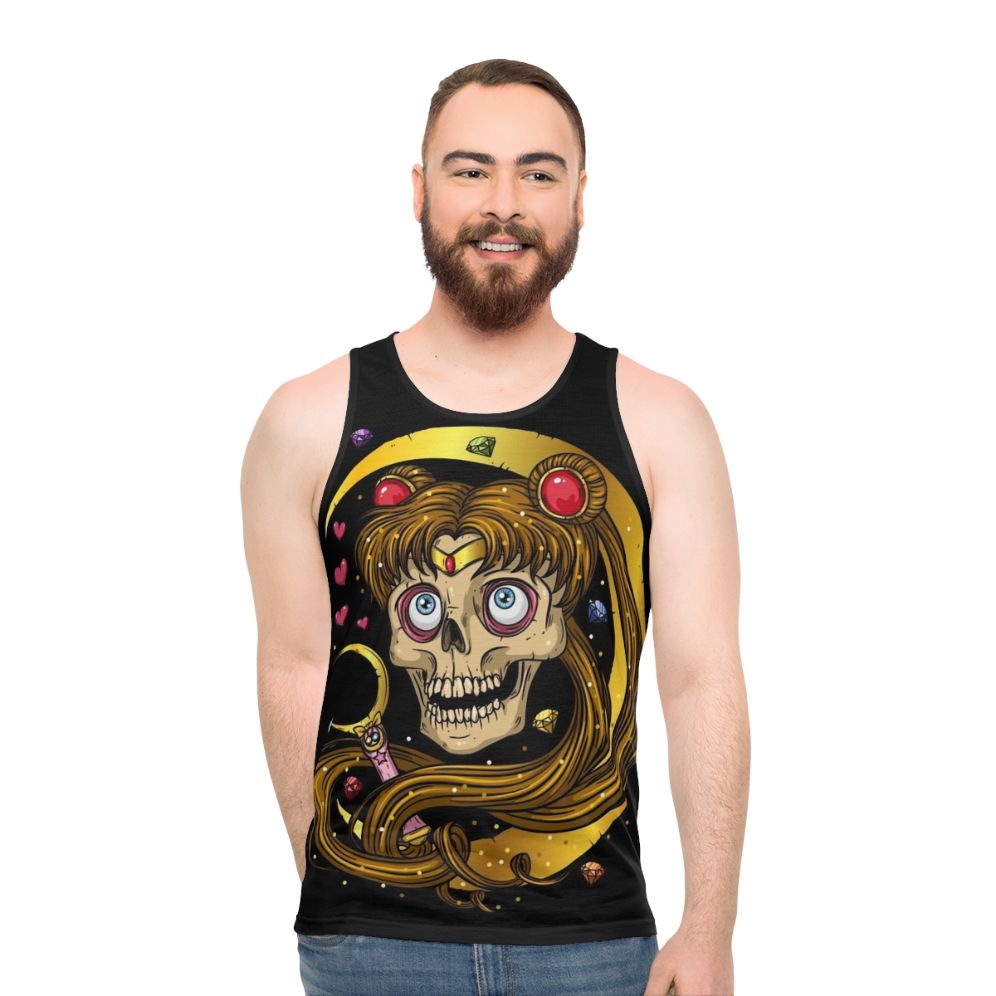 Unisex moon skull tank top