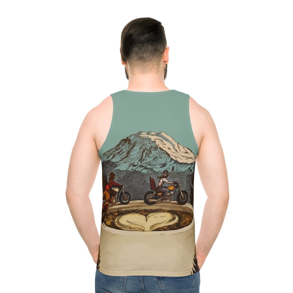 Unisex motorcycle tank top with The Dream Roll 2016 poster design