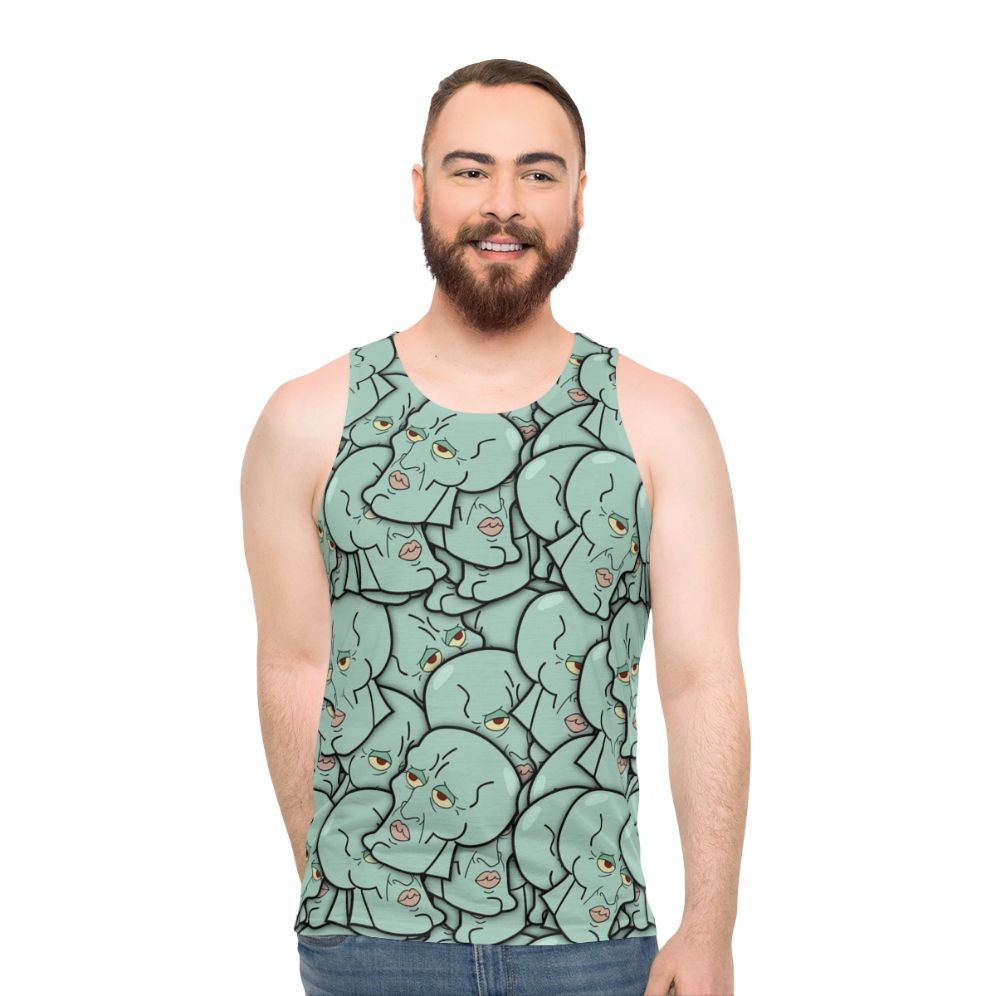 Unisex "Mr. Handsome" Tank Top featuring Spongebob and Squidward characters