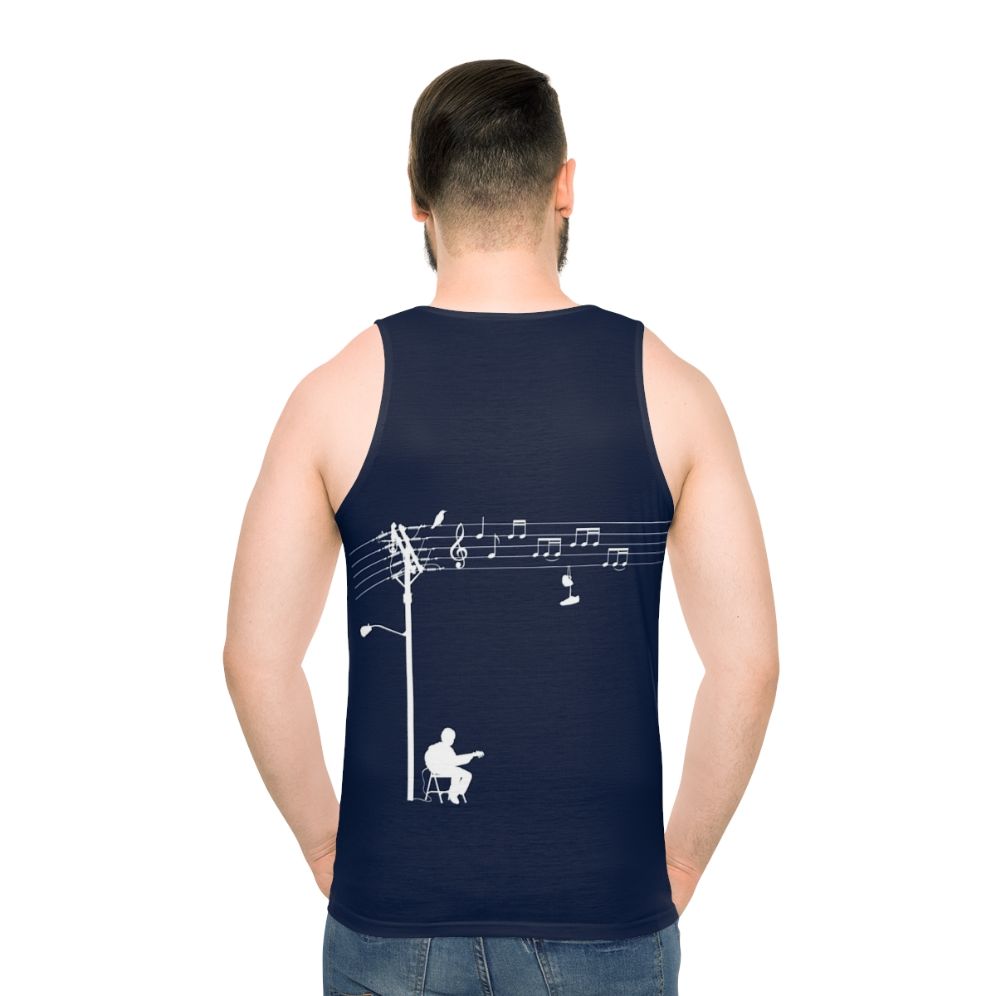 Unisex tank top with retro sound wave and music note graphic