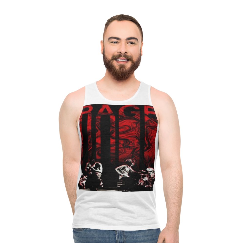 Unisex musician tank top with a rock band design