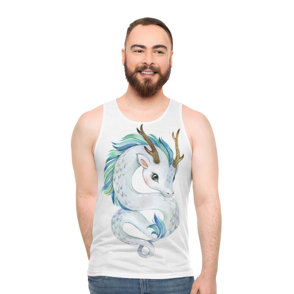 Unisex tank top featuring a mythical dragon design
