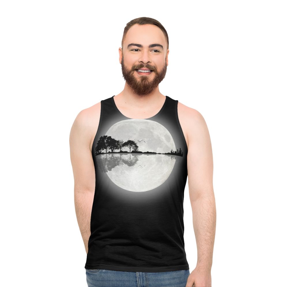 Unisex tank top with a nature-inspired guitar silhouette design