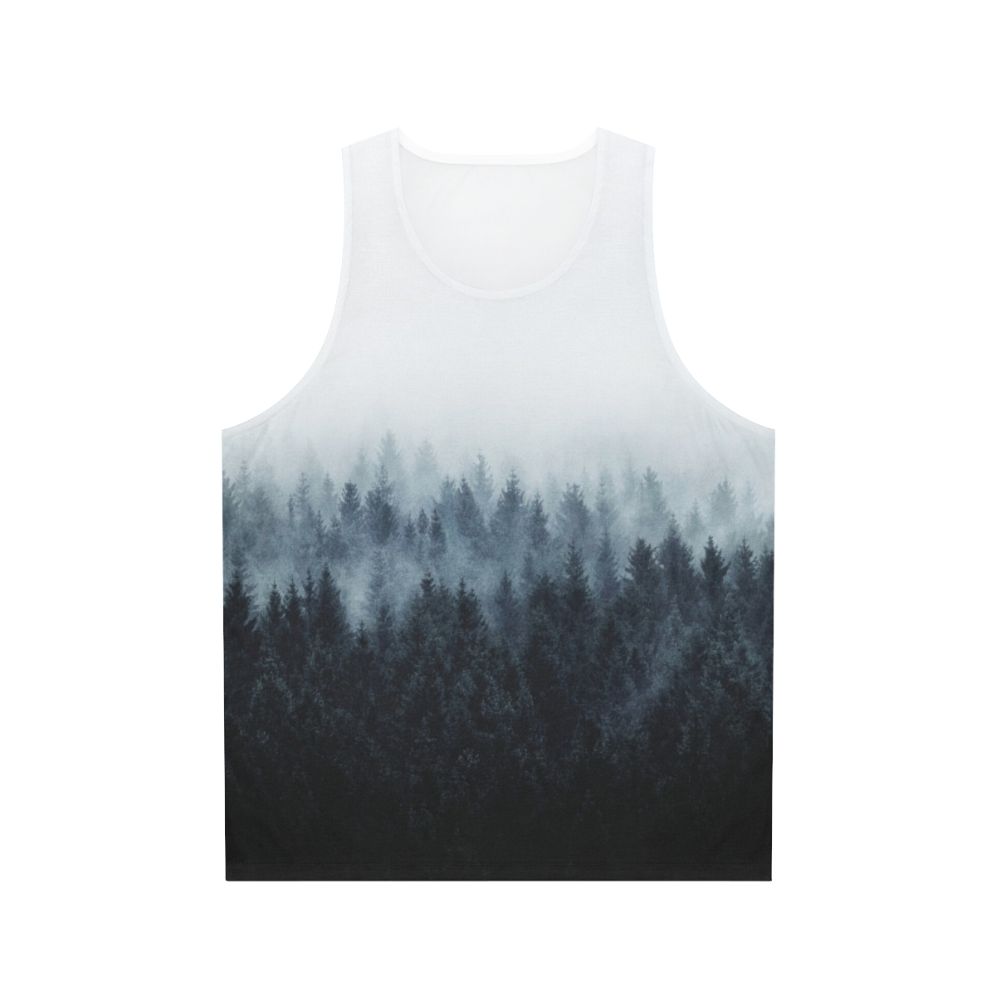 Unisex nature inspired mist forest tank top