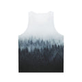 Unisex nature inspired mist forest tank top