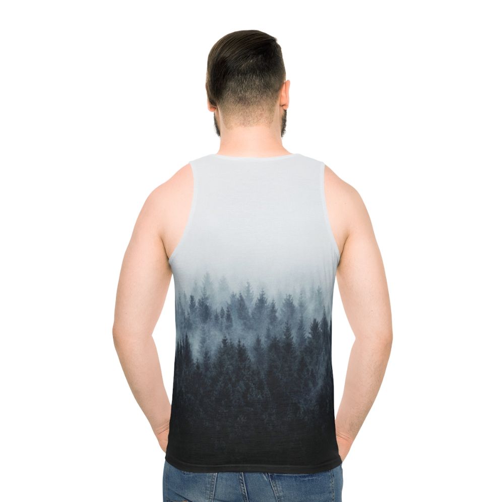 Unisex nature inspired mist forest tank top