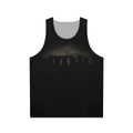 Unisex neolithic art tank top with circle silhouette design