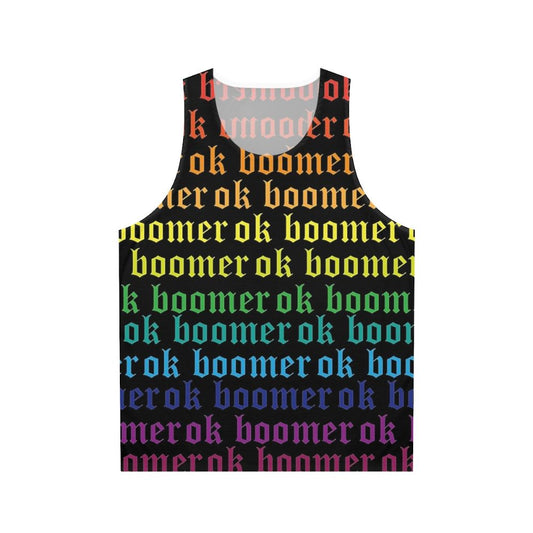 Unisex "Ok Boomer" Pride Tank Top with Rainbow Graphic
